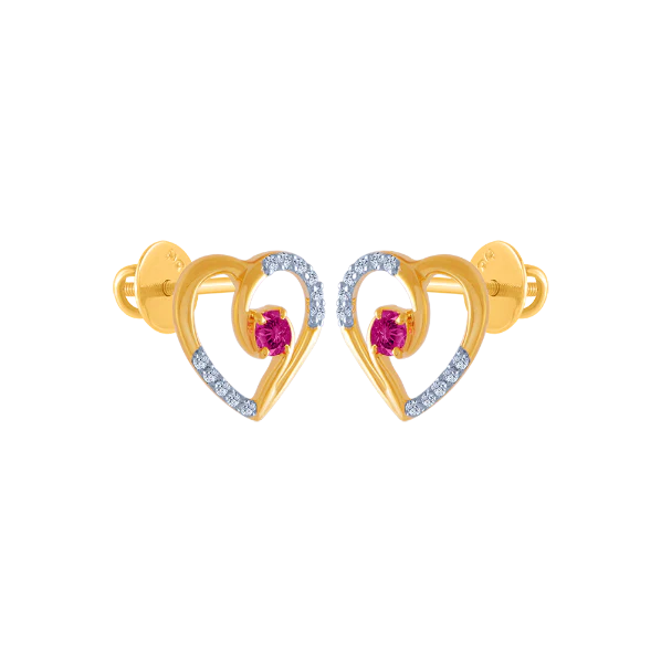 18k (750) Yellow Gold And Diamond Stud Earrings For Women