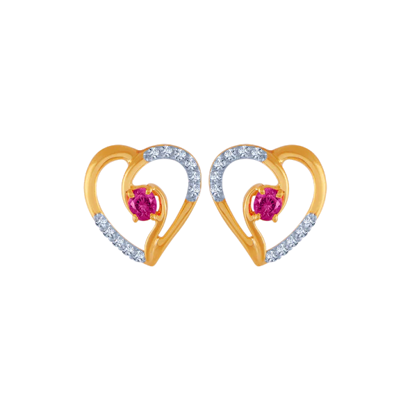 18k (750) Yellow Gold And Diamond Stud Earrings For Women - Image 2