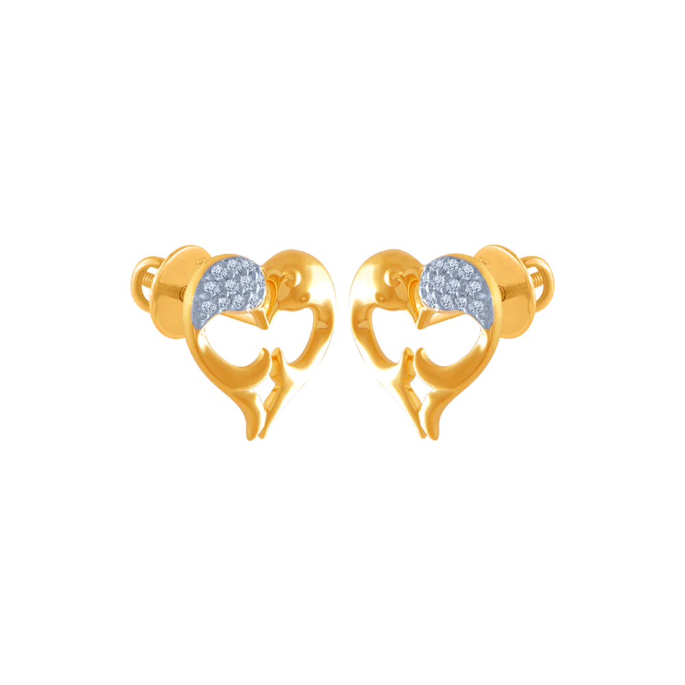 18k (750) Yellow Gold And Diamond Stud Earrings For Women