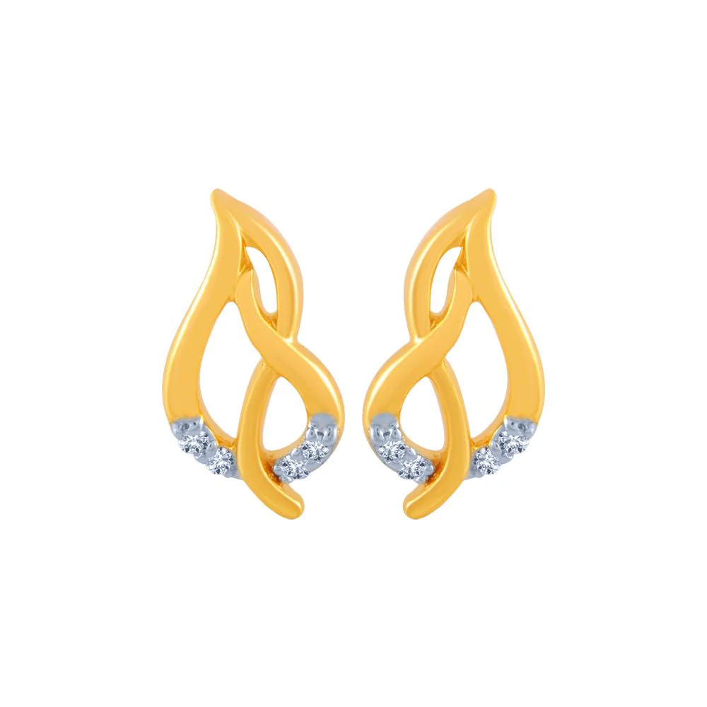 18k (750) Yellow Gold And Diamond Stud Earrings For Women