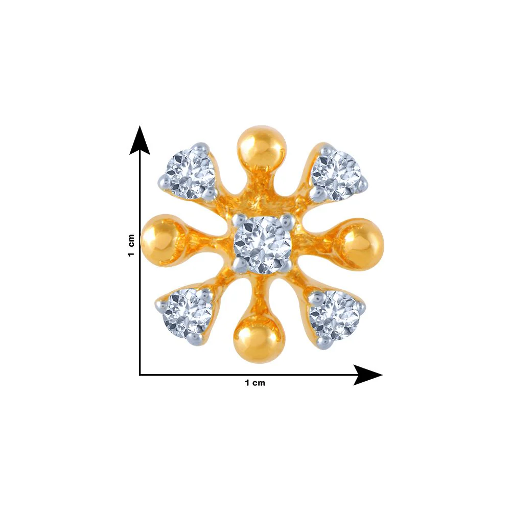 18k (750) Yellow Gold And Diamond Stud Earrings For Women - Image 4