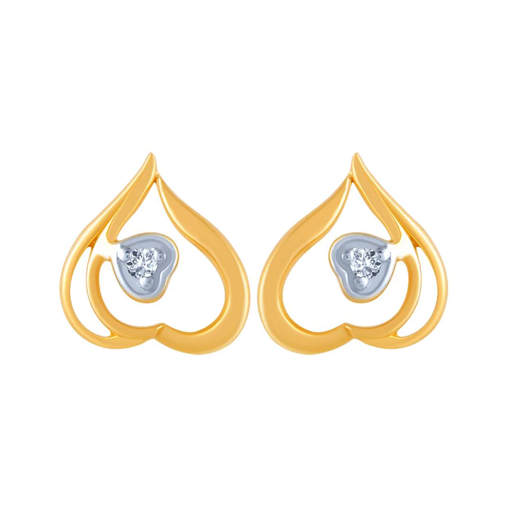 18k (750) Yellow Gold And Diamond Stud Earrings For Women
