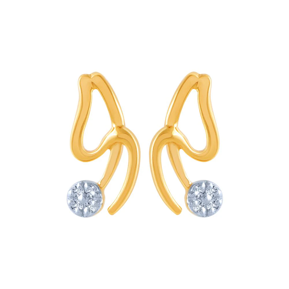 18k (750) Yellow Gold And Diamond Stud Earrings For Women