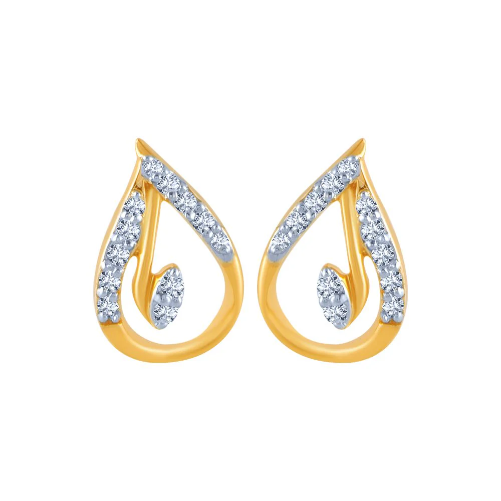 18k (750) Yellow Gold And Diamond Stud Earrings For Women