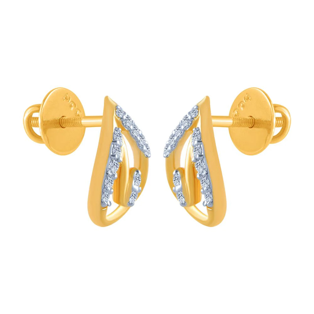 18k (750) Yellow Gold And Diamond Stud Earrings For Women - Image 2
