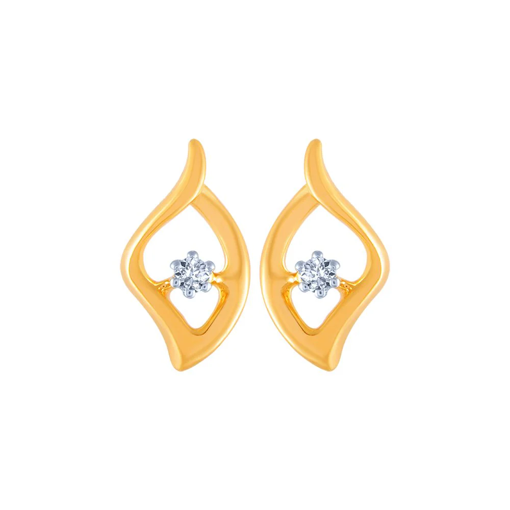 18k (750) Yellow Gold And Diamond Stud Earrings For Women