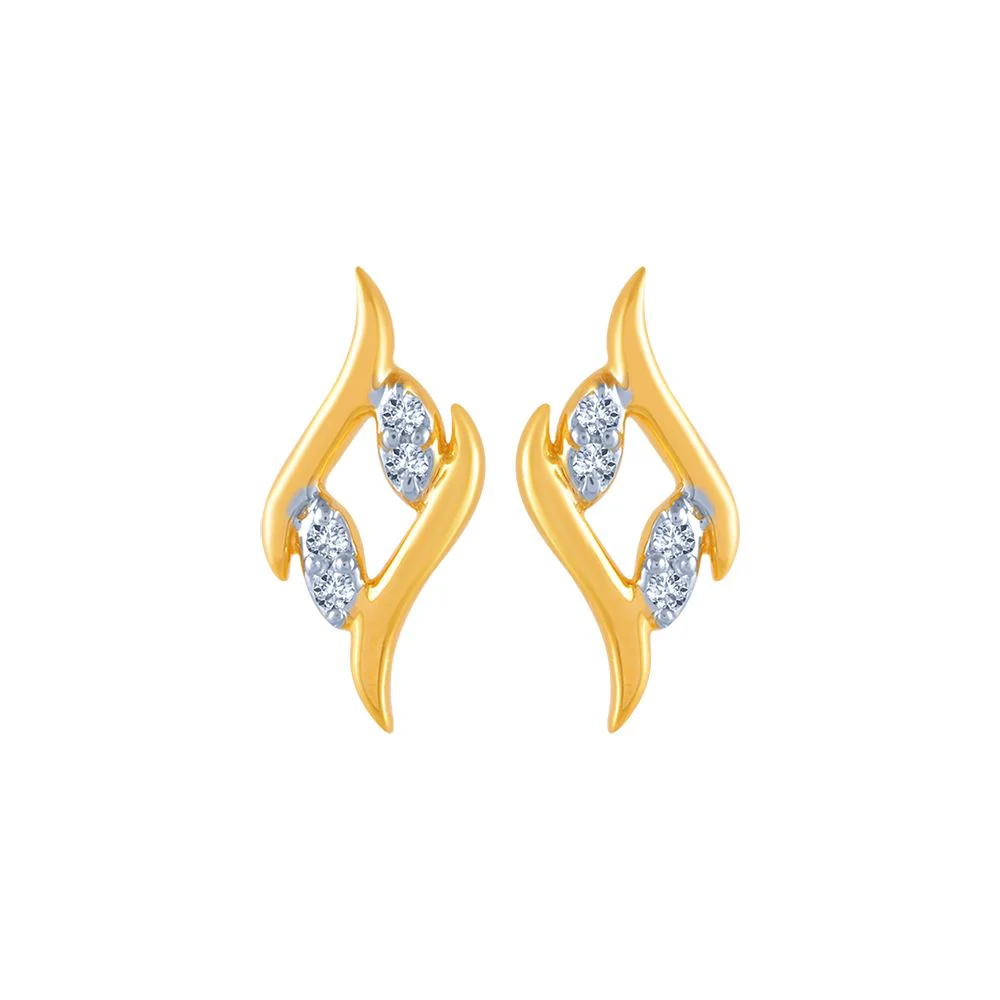 18k (750) Yellow Gold And Diamond Stud Earrings For Women