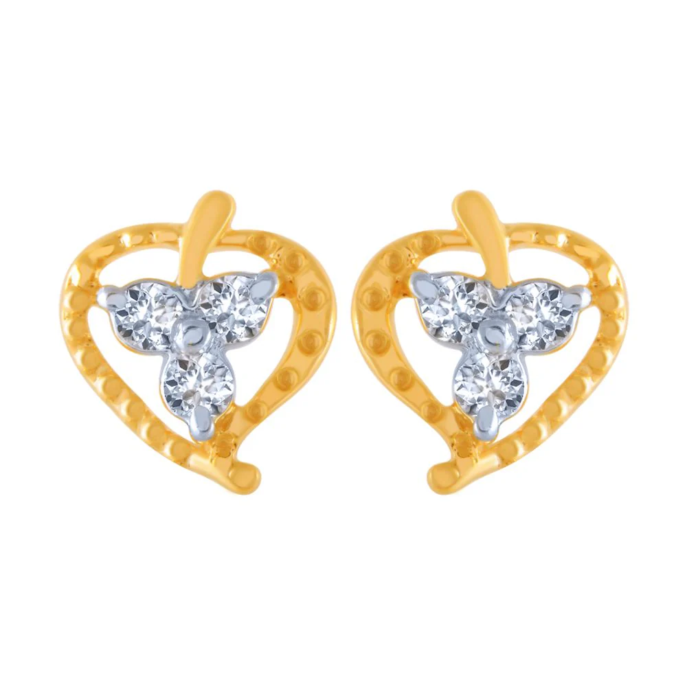 18k (750) Yellow Gold And Diamond Stud Earrings For Women