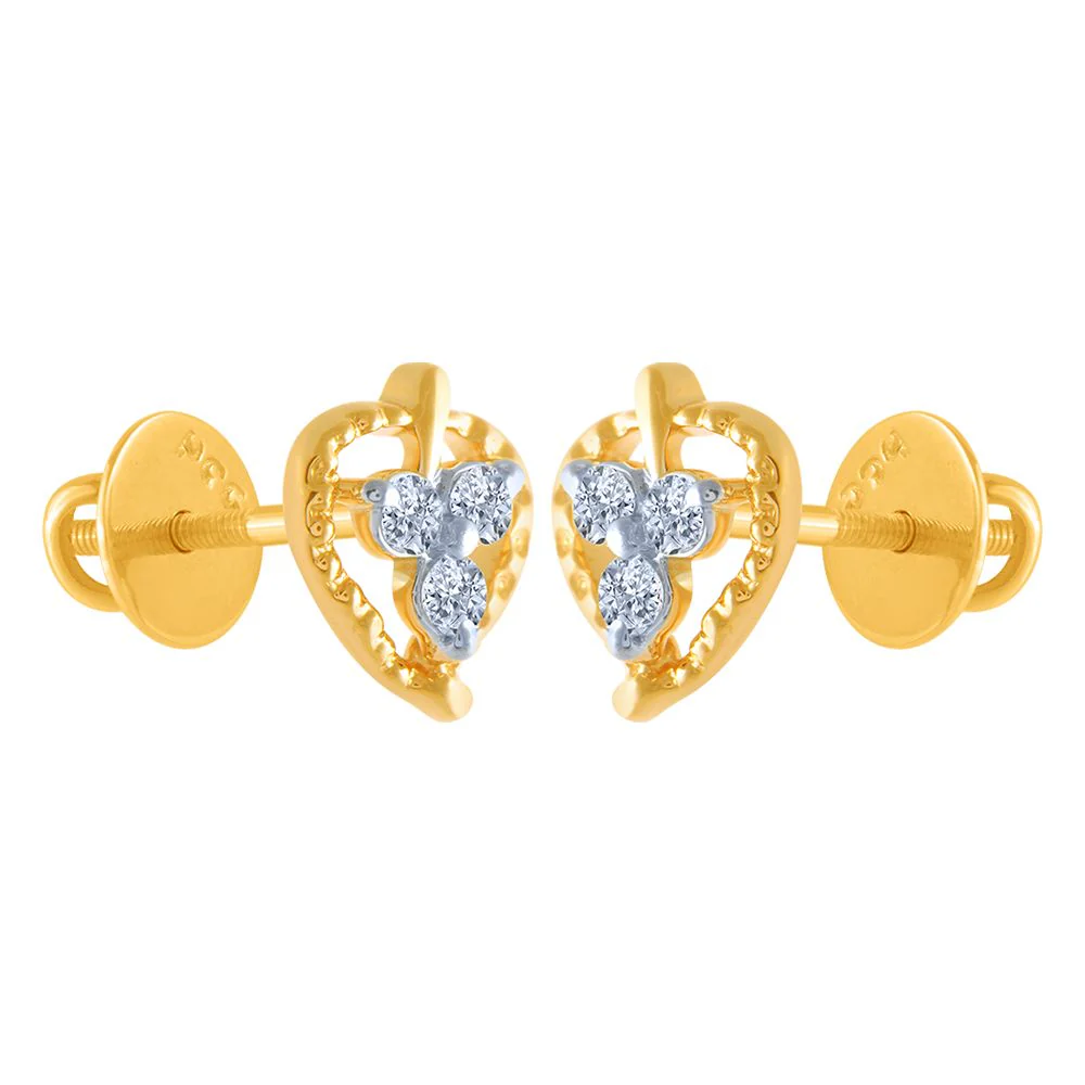 18k (750) Yellow Gold And Diamond Stud Earrings For Women - Image 3