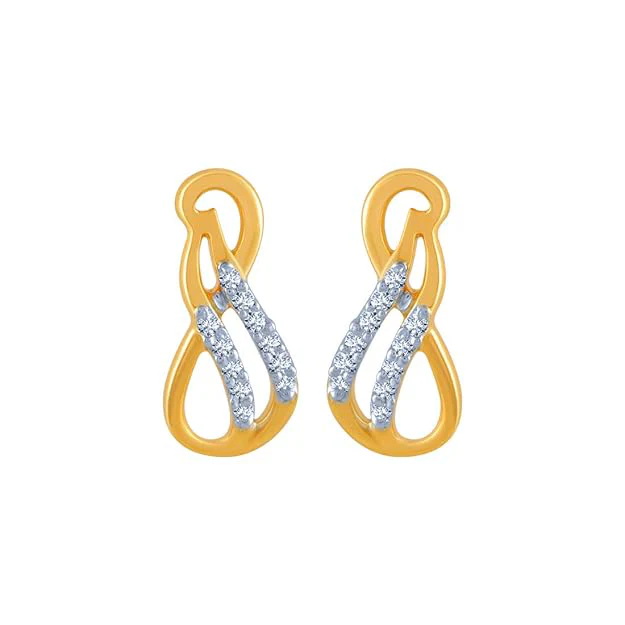 18k (750) Yellow Gold And Diamond Stud Earrings For Women