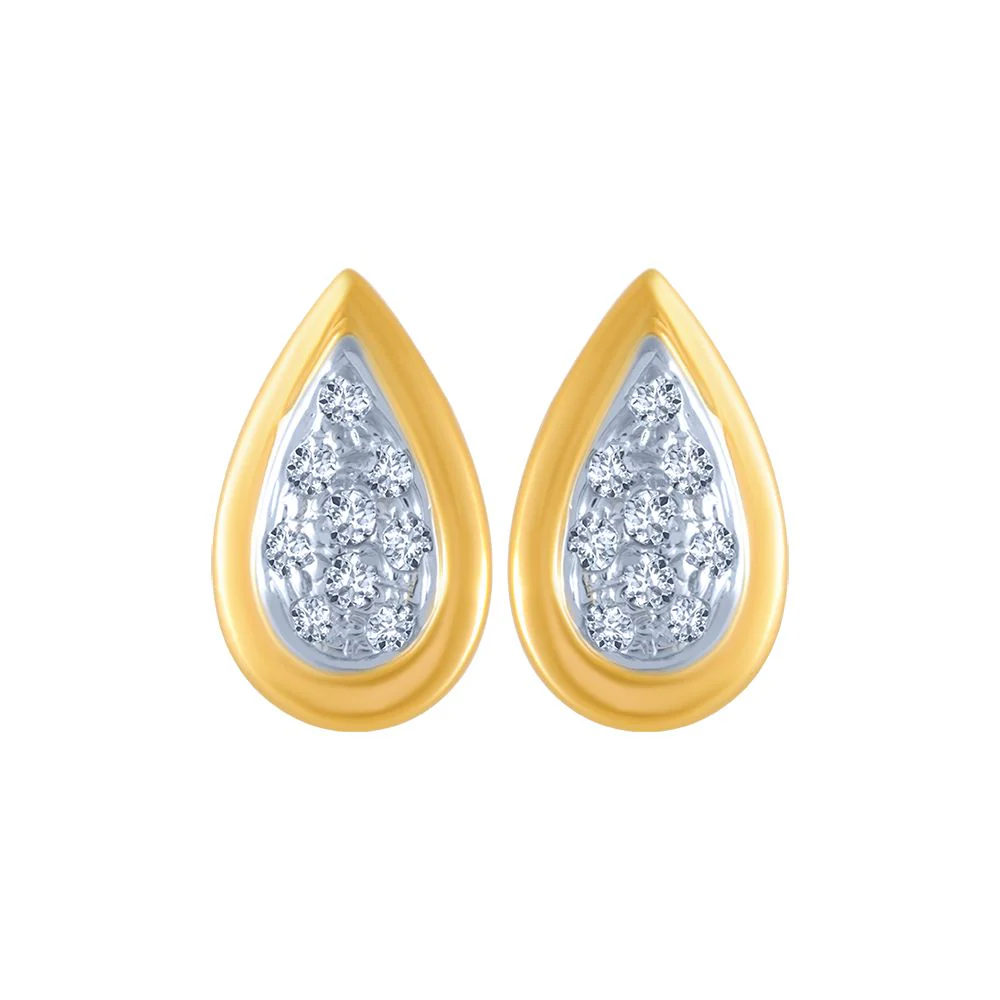 18k (750) Yellow Gold And Diamond Stud Earrings For Women