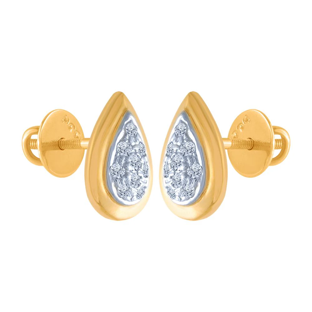 18k (750) Yellow Gold And Diamond Stud Earrings For Women - Image 2