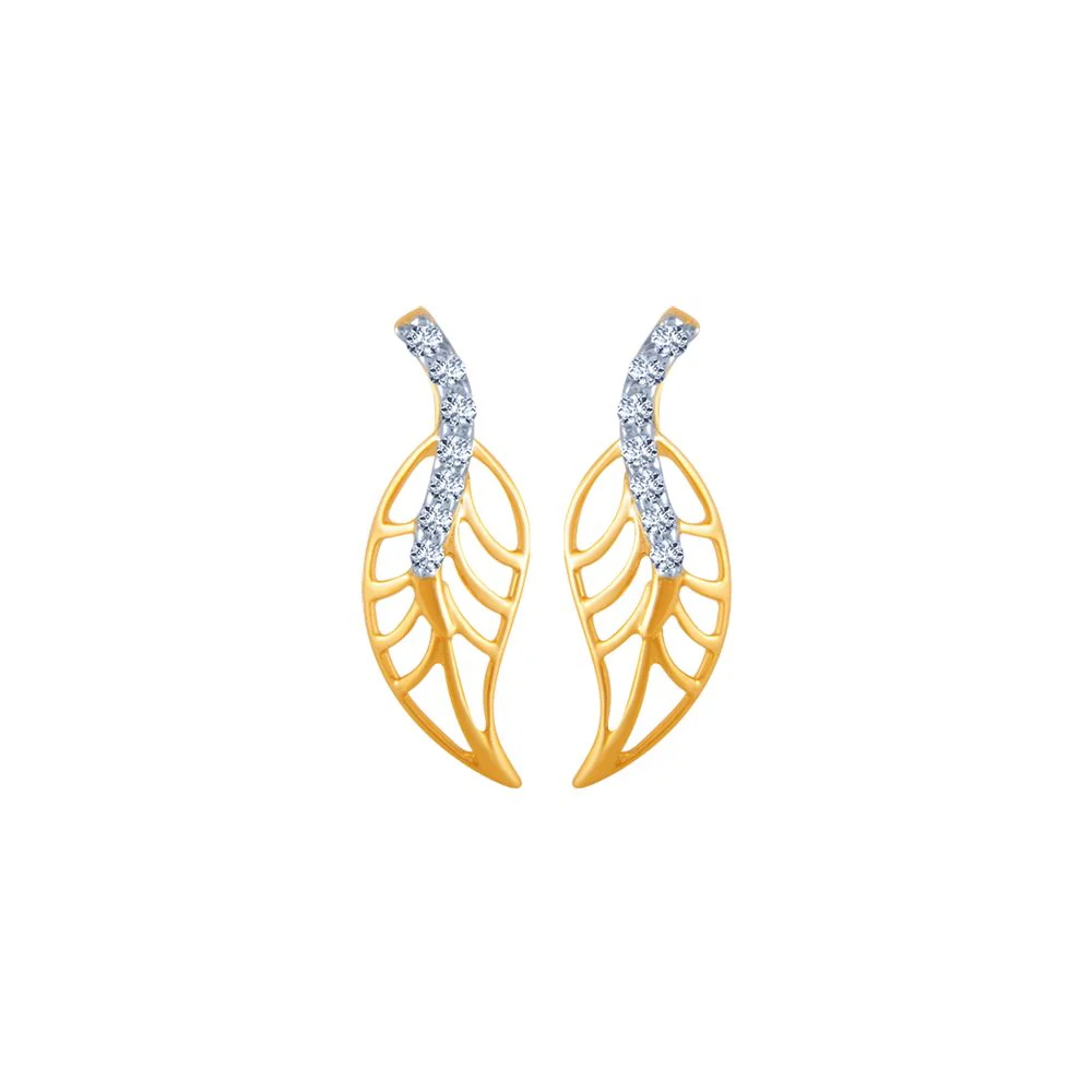 18k (750) Yellow Gold And Diamond Stud Earrings For Women