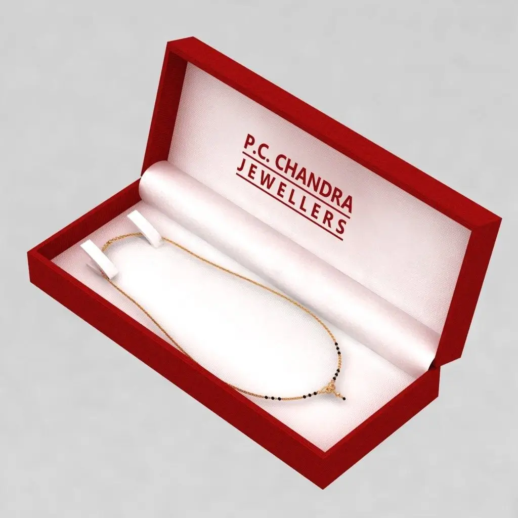 18k A Unique Shaped Diamond Mangalsutra For Women With Two Red Stones - Image 5