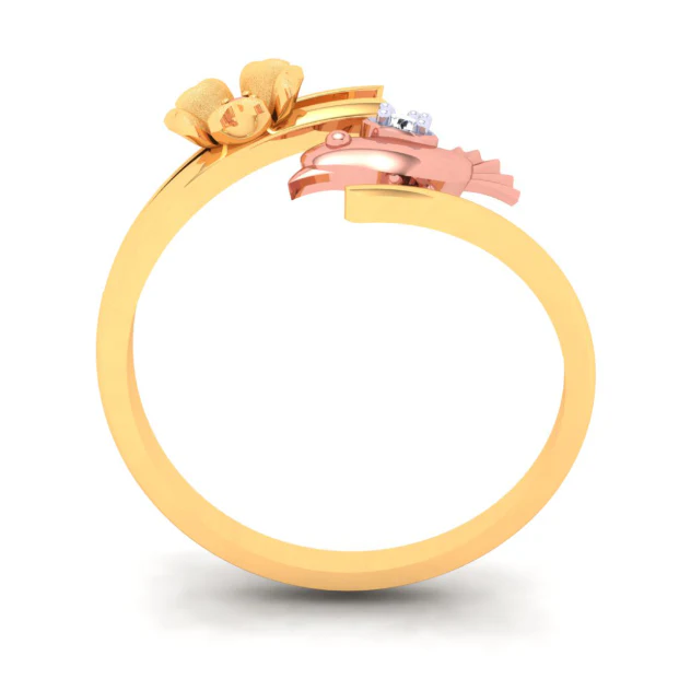 18k Beautiful Diamond Ring With A Yellow Gold Bird From P.c Chandra Jewellers - Image 4