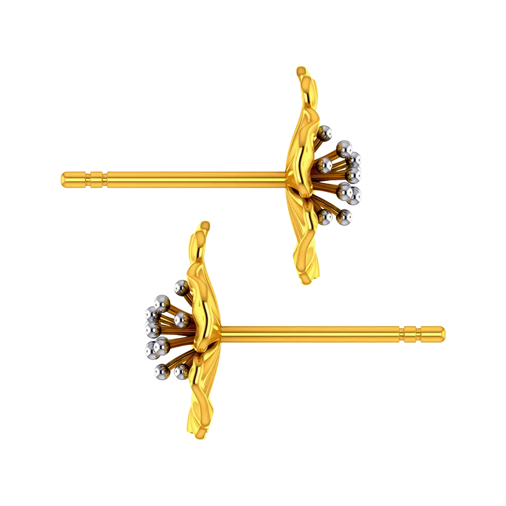 18k Beautiful Floral Studs With Gold Petals - Image 5