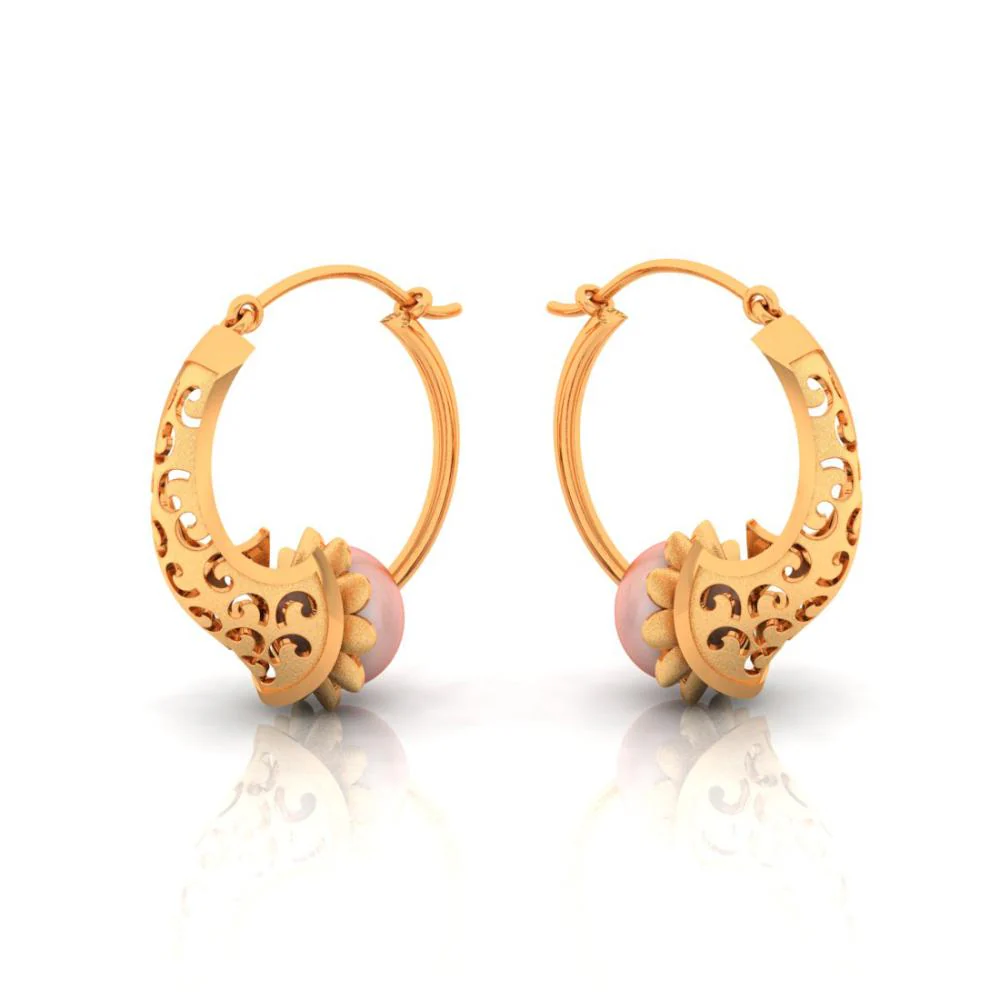 18k Beautiful Gold Earrings With Elaborate Artistry - Image 3