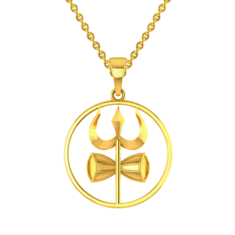 18k Beautiful Gold Rakhi Adorned With Trishul And Damru - Image 6