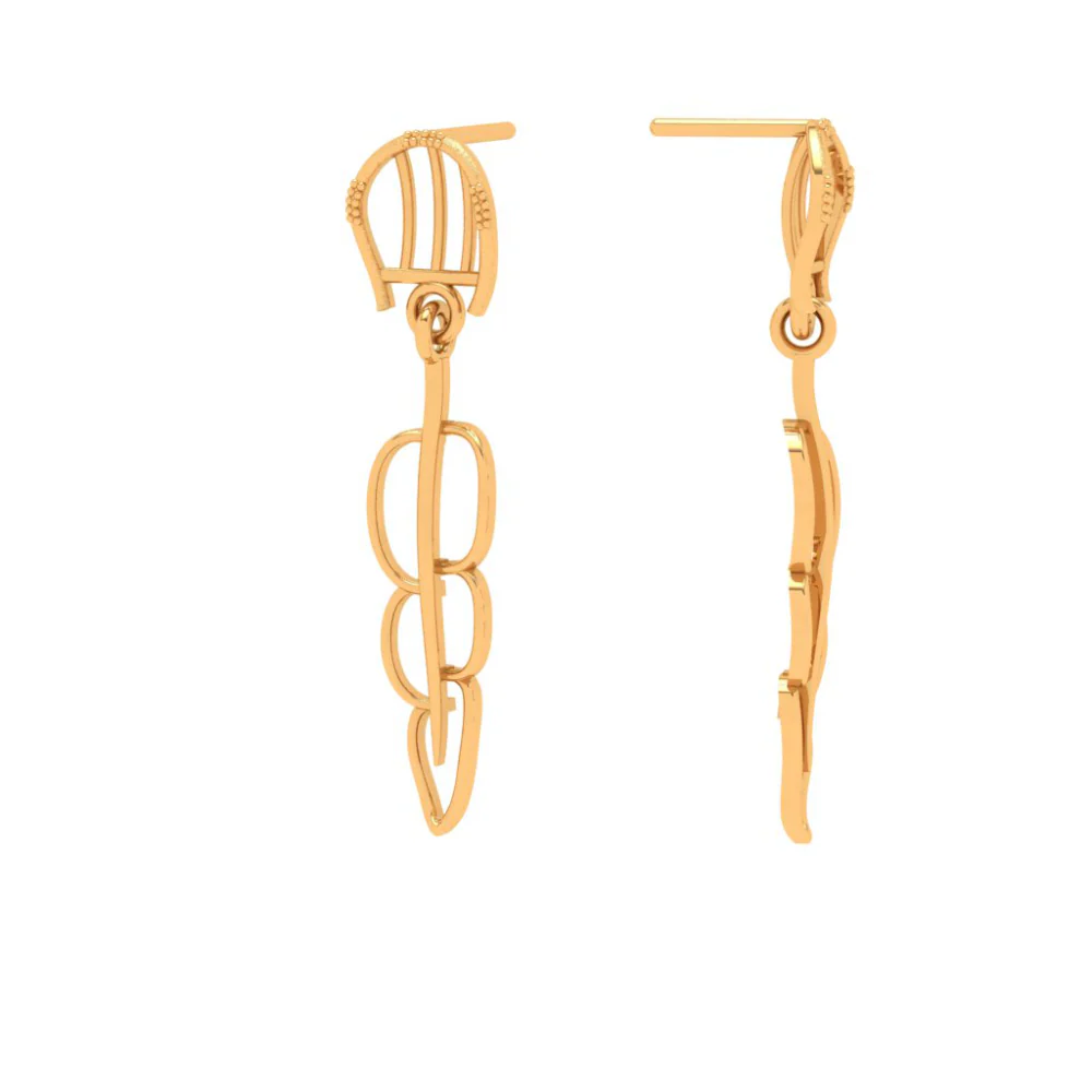 18k Bis Hallmarked Modern And Stylish Gold Earrings Design - Image 5