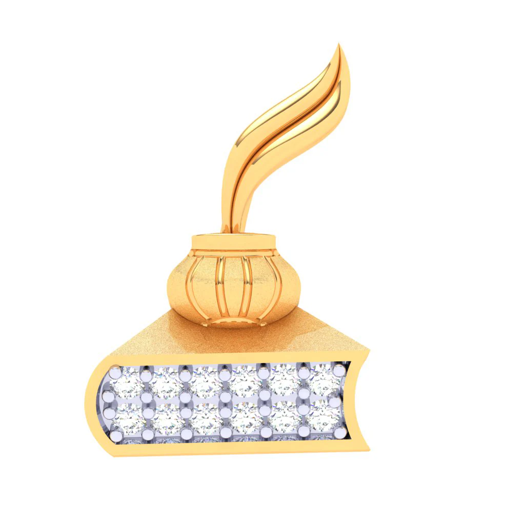 18k Book And Ink Pot Shape Diamond Earring From P.c Chandra Jewellers