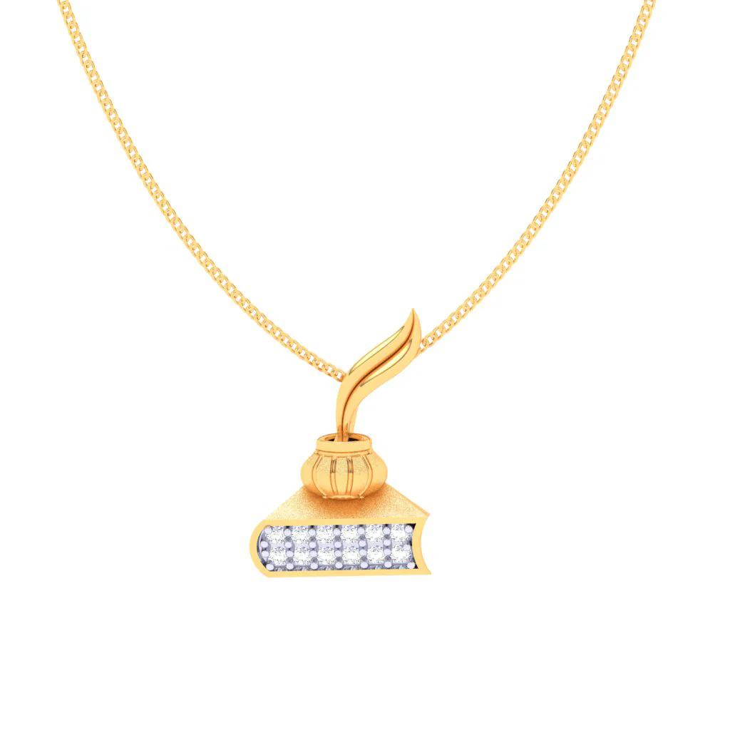 18k Book And Ink Pot Shape Diamond Earring From P.c Chandra Jewellers - Image 4