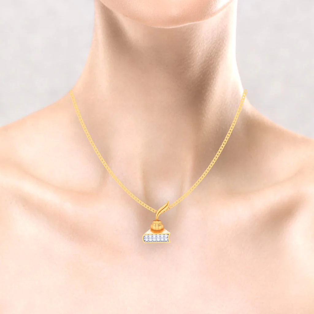 18k Book And Ink Pot Shape Diamond Earring From P.c Chandra Jewellers - Image 8