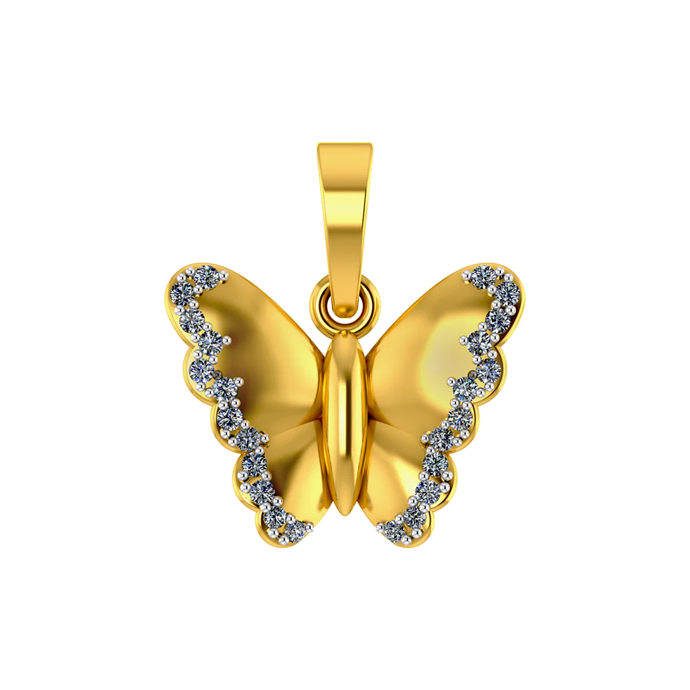 18k Butterfly Diamond Gold Pendant