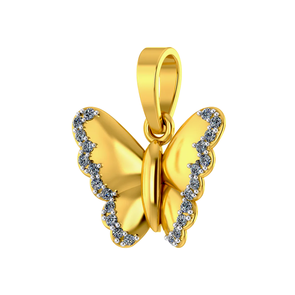18k Butterfly Diamond Gold Pendant - Image 2
