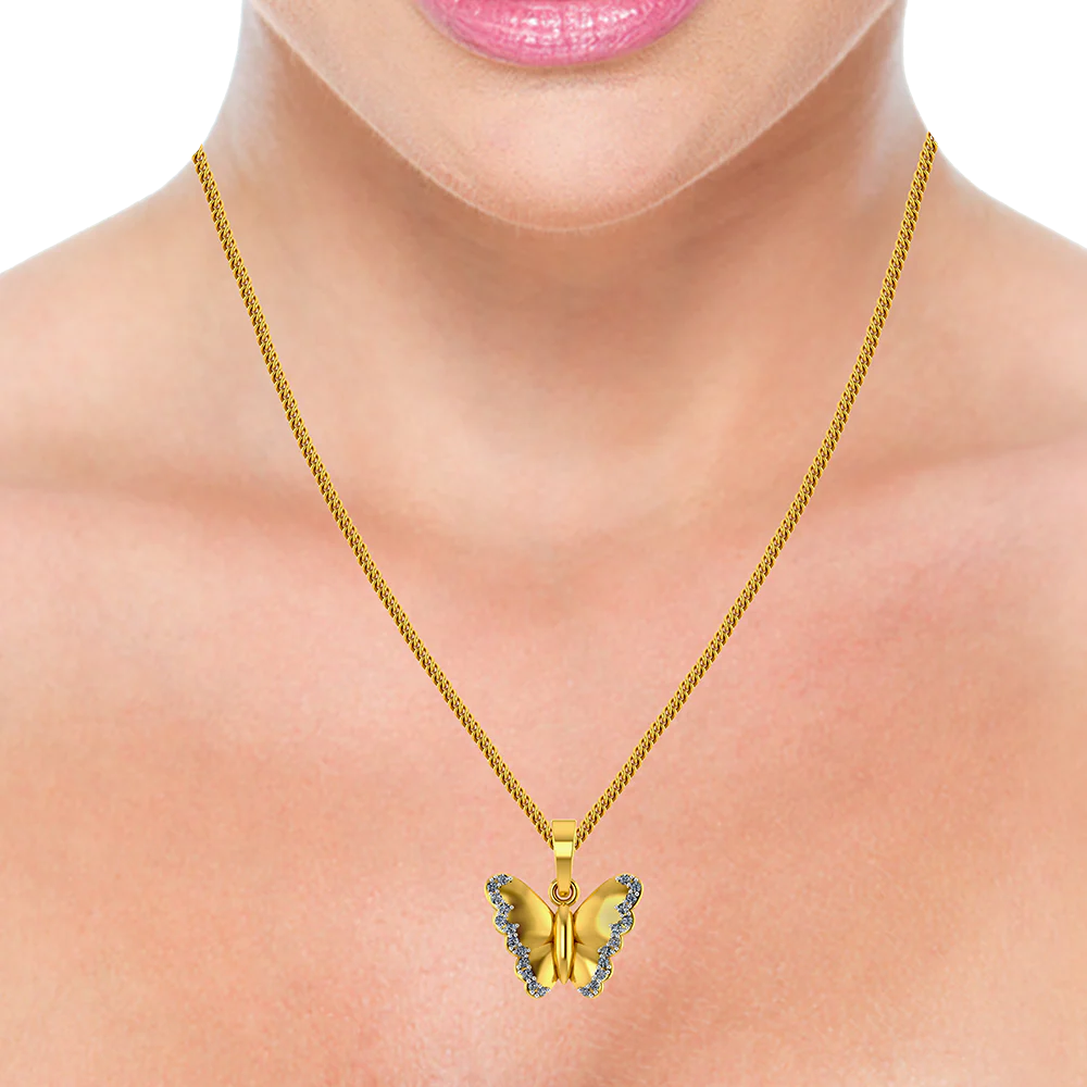 18k Butterfly Diamond Gold Pendant - Image 5