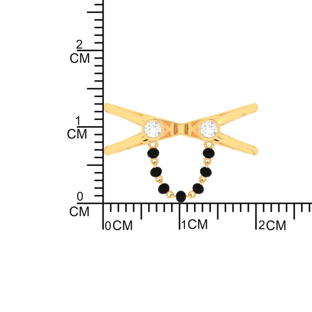 18k Dainty Gold Mangalsutra Ring With Two Diamonds From Pc Chandra - Image 3