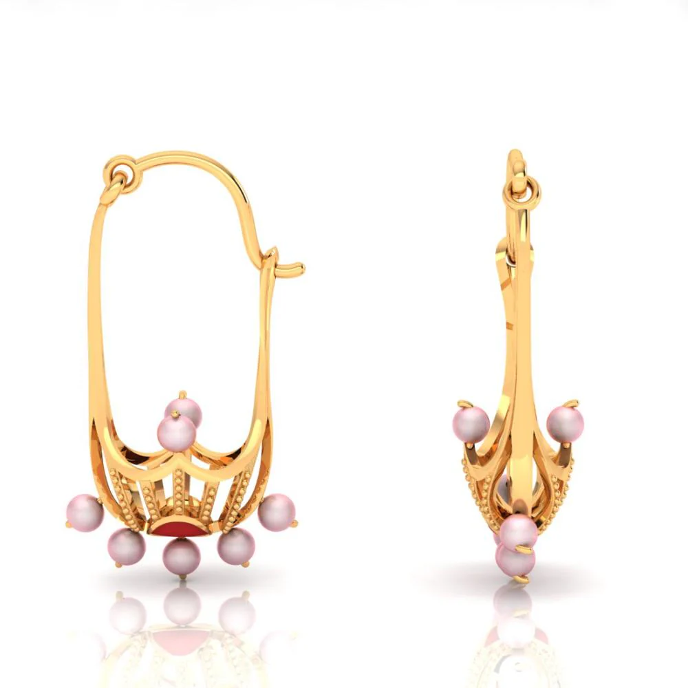 18k Delicate Gold Earrings With Distinct Design - Image 2