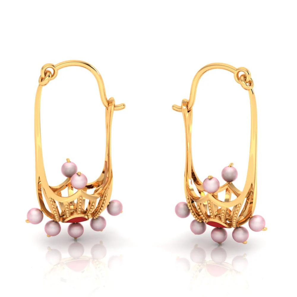18k Delicate Gold Earrings With Distinct Design - Image 3