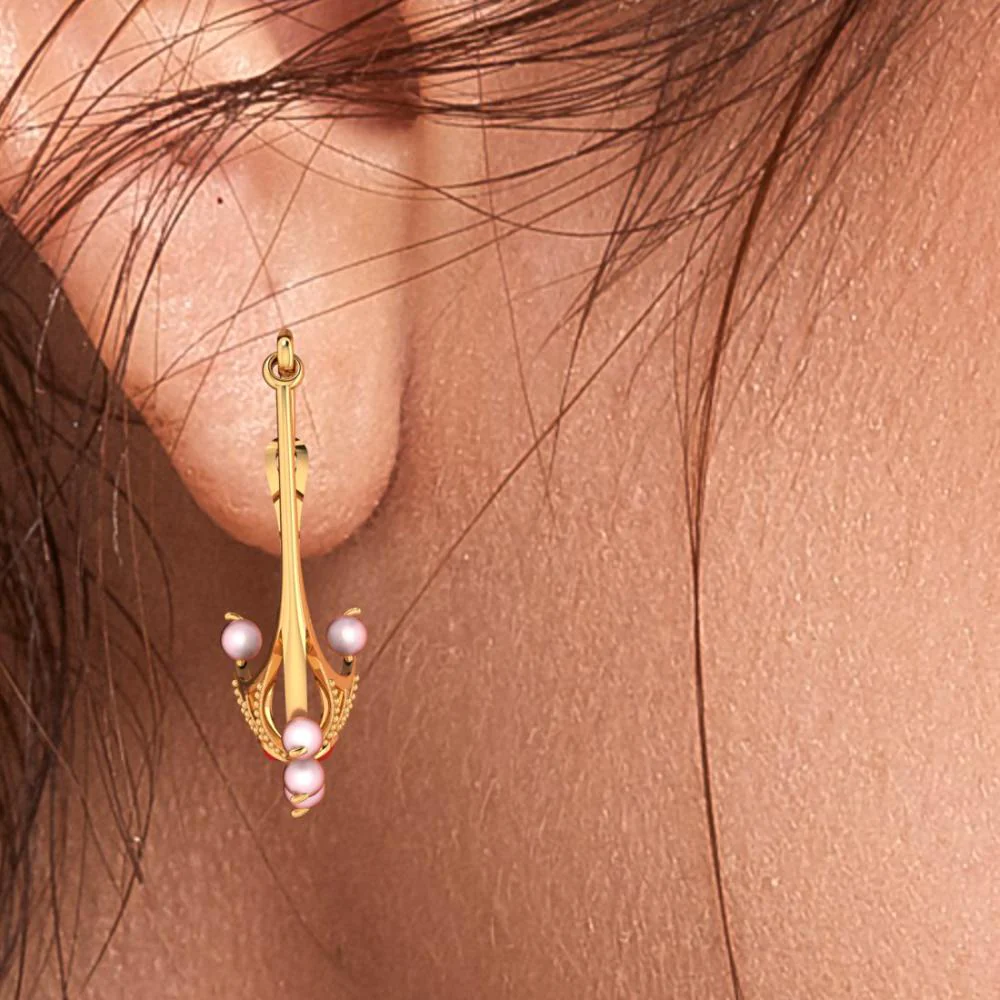 18k Delicate Gold Earrings With Distinct Design - Image 5