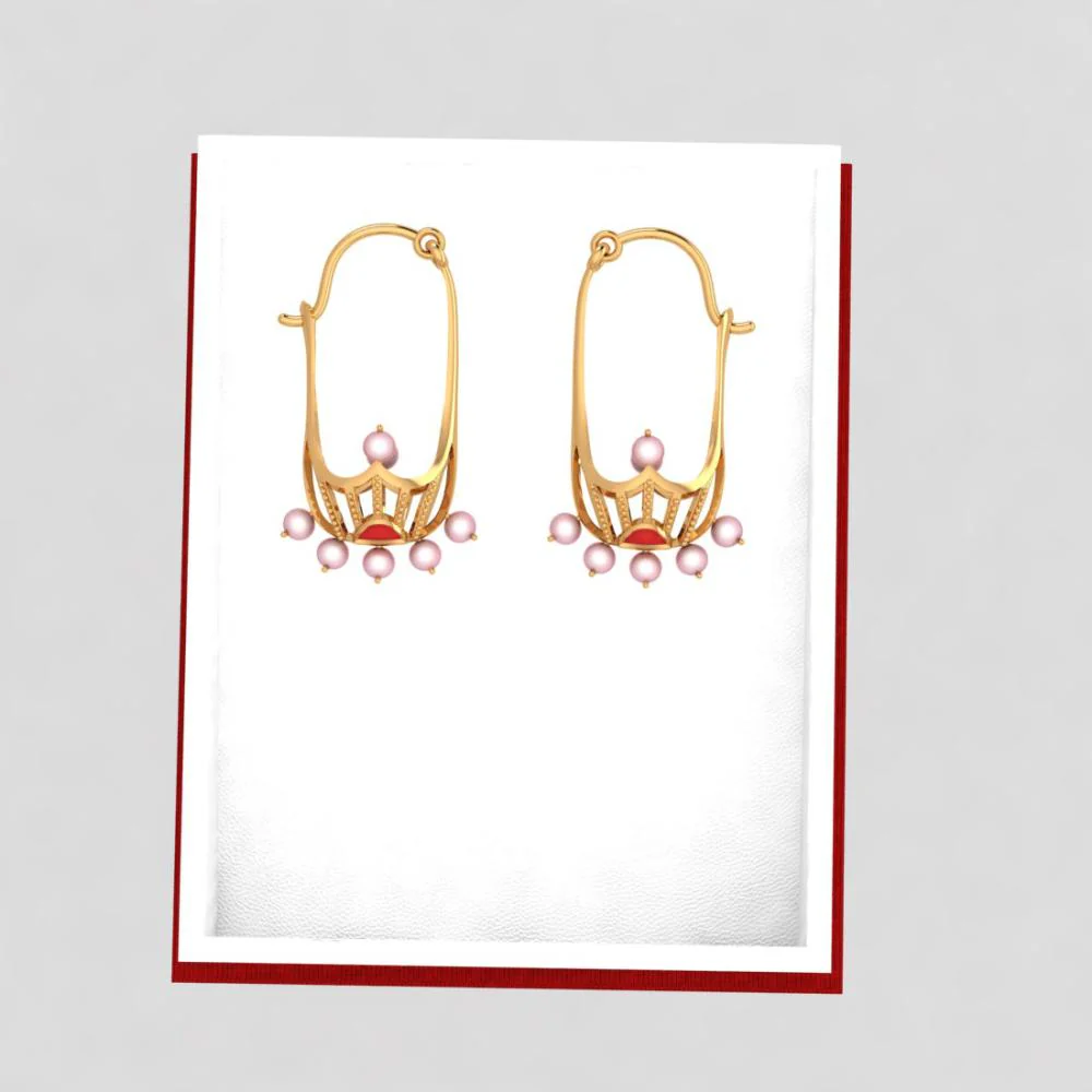 18k Delicate Gold Earrings With Distinct Design - Image 6