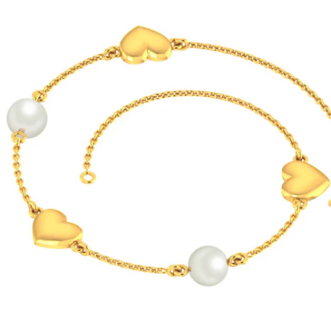 18k Delightful Heart Design Gold Bracelet For Women From Pc Chandra - Image 3