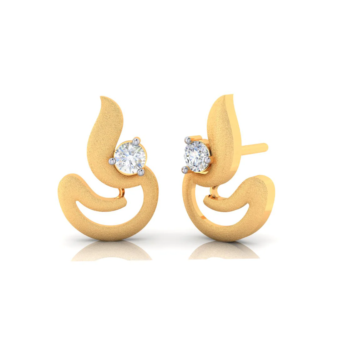 18k Dia Shape Gold Earrings With Diamond - Image 2