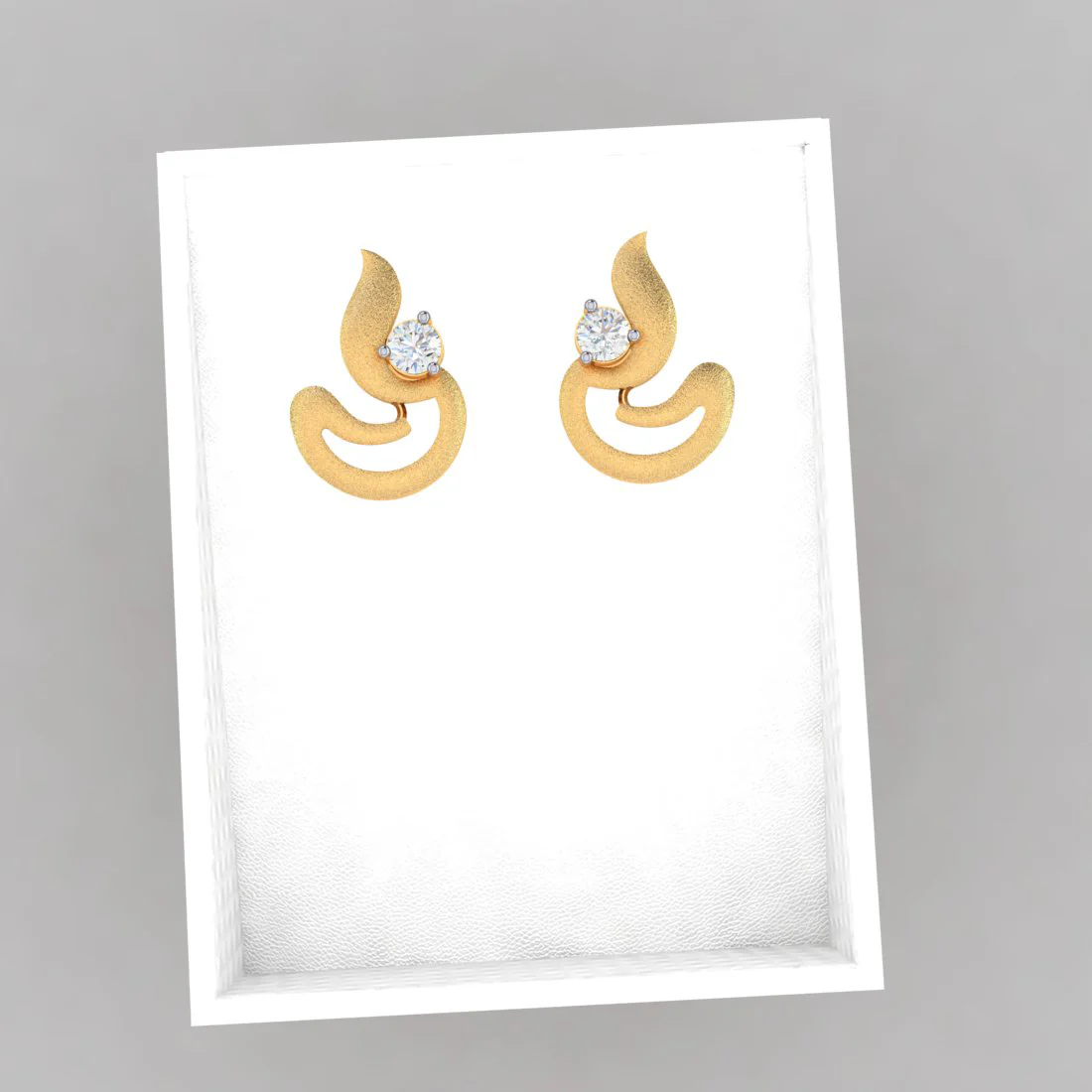 18k Dia Shape Gold Earrings With Diamond - Image 6