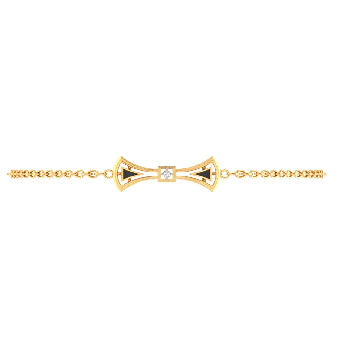 18K Diamond Bracelet Bow Tie Design With Black Meena And Diamond Centerpiece - Image 2