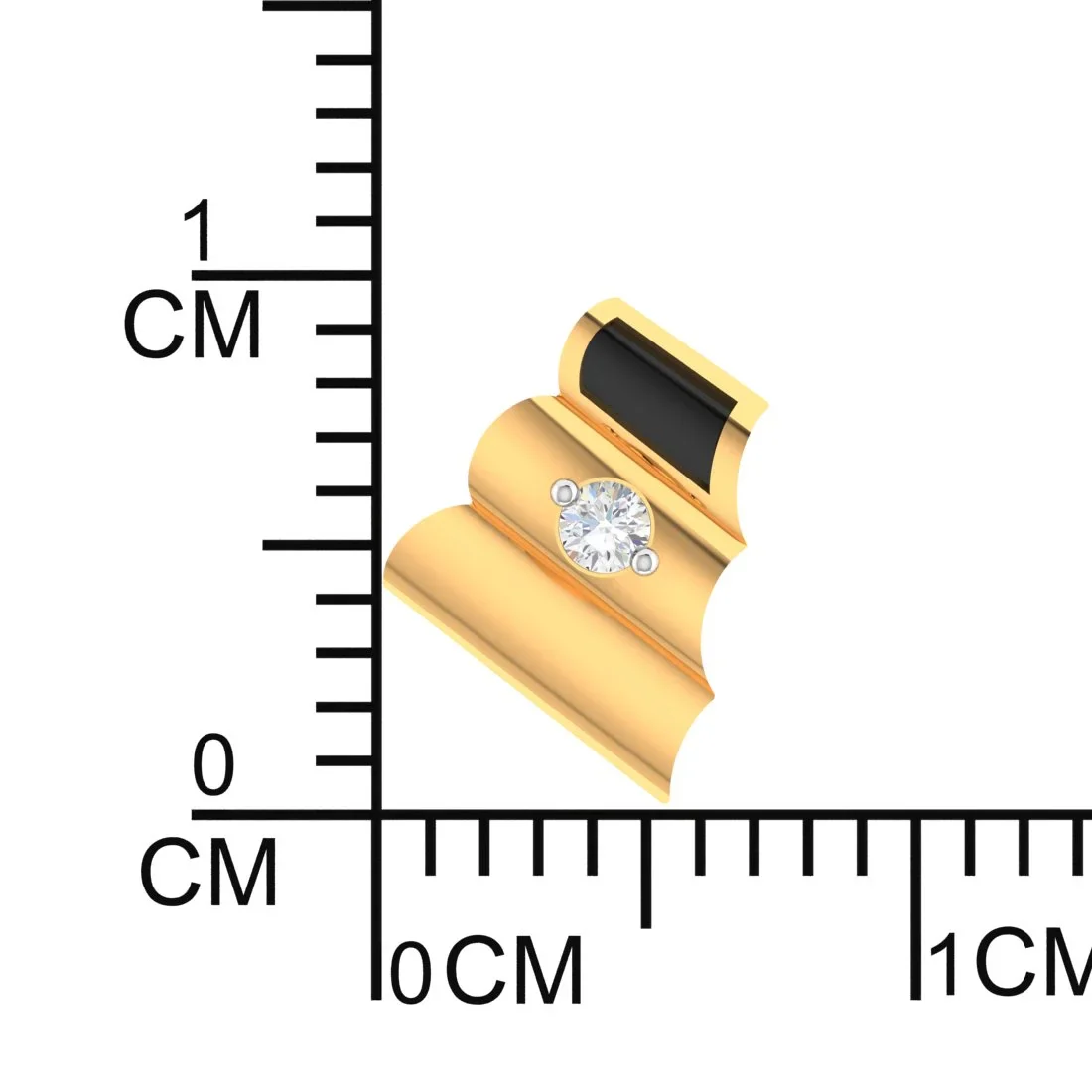 18K Diamond Earrings Folded Paper Studs With Black Meena And Embedded Diamonds - Image 5