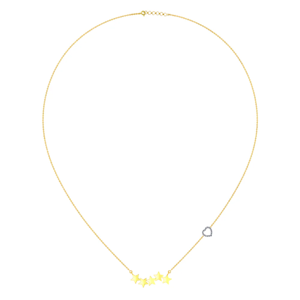 18k Diamond Gold Pendant With The Design Of 5 Stars