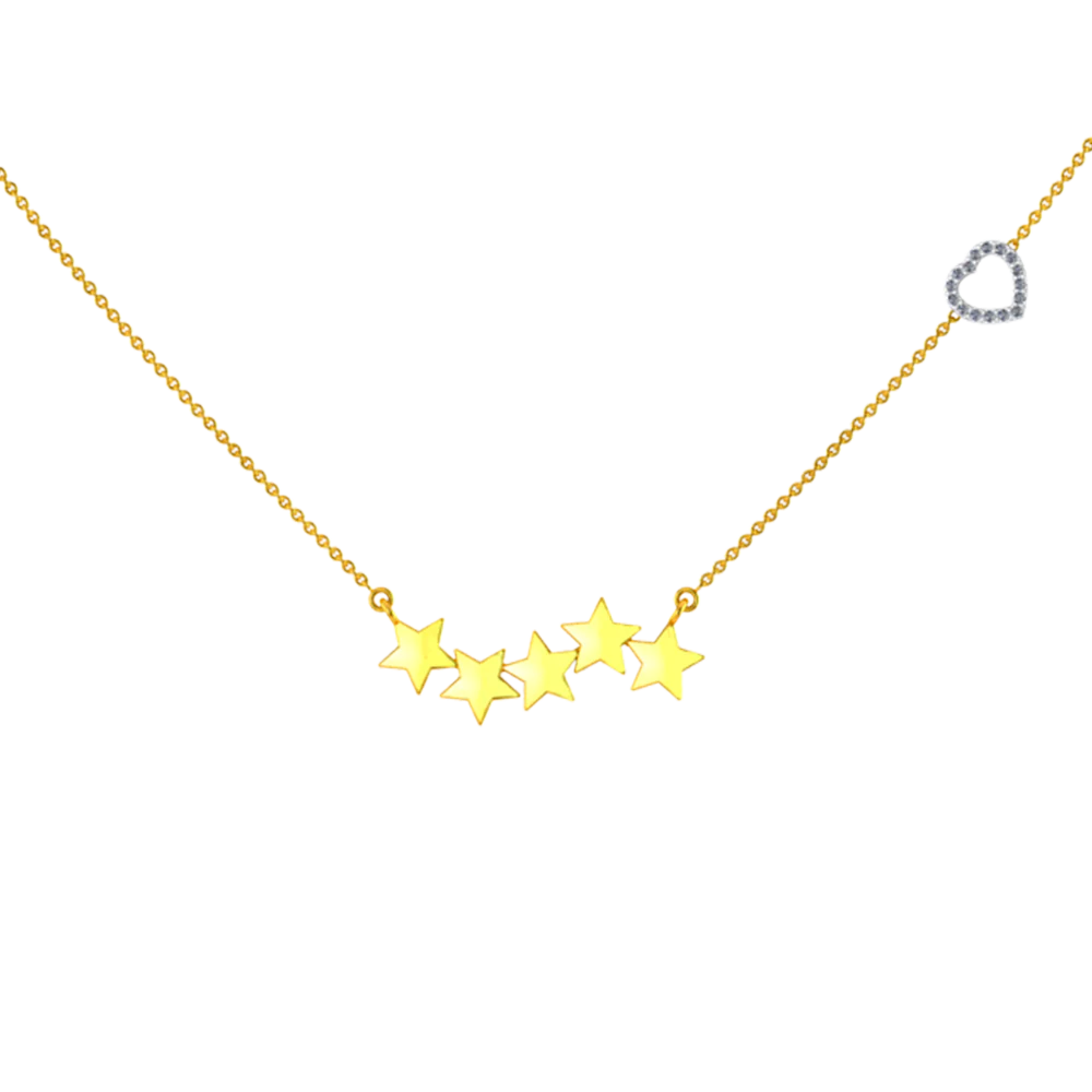 18k Diamond Gold Pendant With The Design Of 5 Stars - Image 2