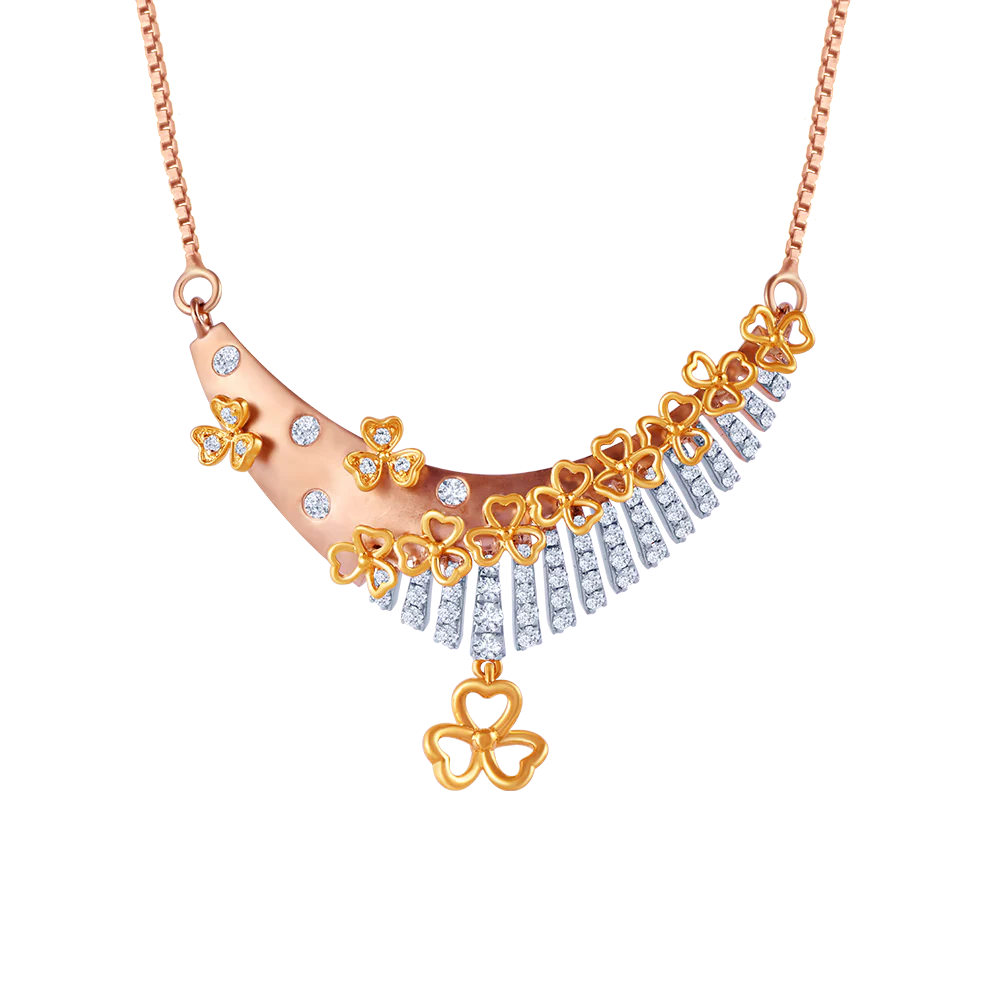 18k Diamond Necklace With Multiple Flower Shape Details