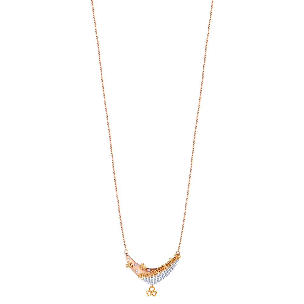 18k Diamond Necklace With Multiple Flower Shape Details - Image 2