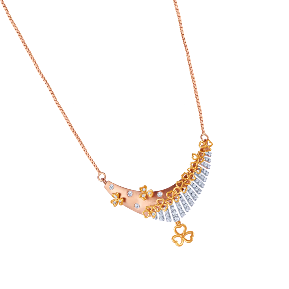 18k Diamond Necklace With Multiple Flower Shape Details - Image 3