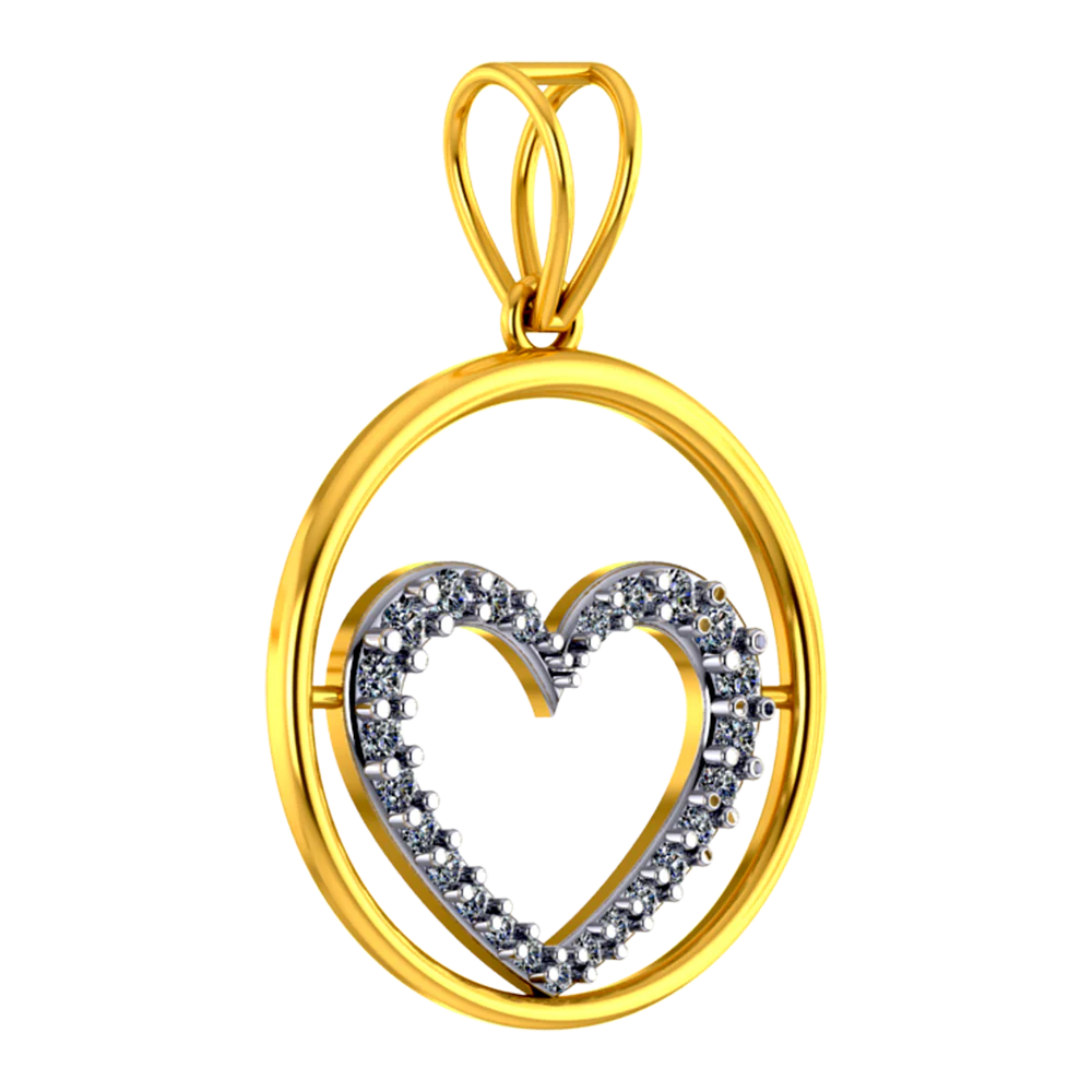 18k Diamond Pendant With Diamond-studded Heart In The Centre Of A Circle - Image 3
