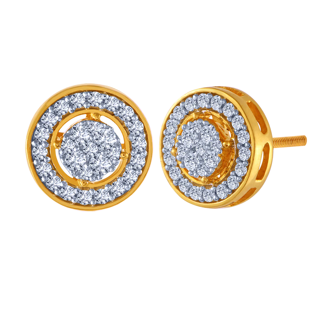 18k Elegant Diamond Stud Earrings - Image 2