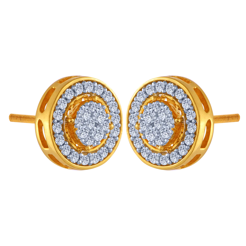 18k Elegant Diamond Stud Earrings - Image 3
