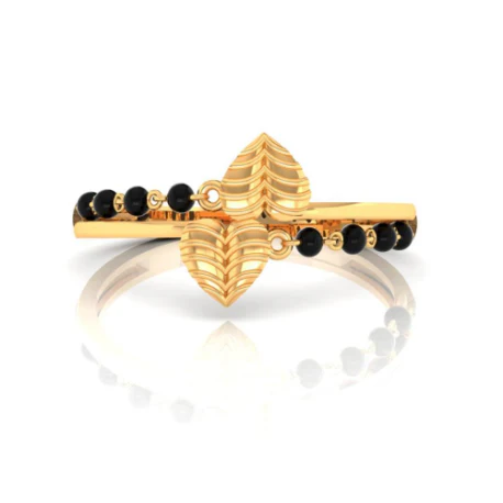 18k Elegant Gold Ring Enhanced With Two Intricately Crafted Leafy Hearts From The Mangalsultra Collection Of Pc Chandra Jewellers - Image 3
