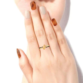 18k Elegant Gold Ring Enhanced With Two Intricately Crafted Leafy Hearts From The Mangalsultra Collection Of Pc Chandra Jewellers - Image 5
