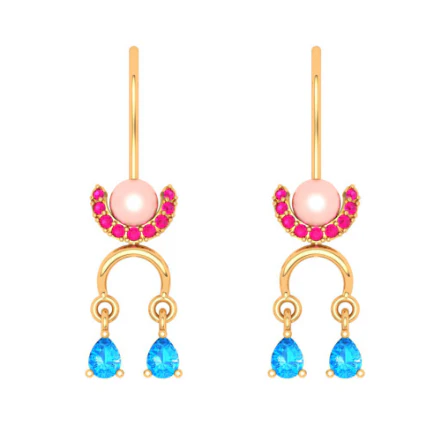 18k Exclusive Colourful Gemstone Earrings From Pc Chandra Jewellers